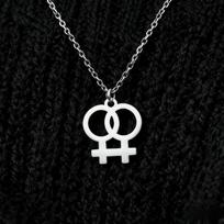 Stainless Steel Necklaces Choker Necklaces for Women Lesbian Symbol Pendant Double Chain Necklace Fashion Jewelry New