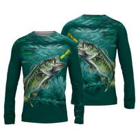 Men's Fishing Shirts 3D Pinting Fishing Apparel Breathable T-Shirt Long Sleeve Summer Outdoor Sports Crewneck Fishing Shirts S