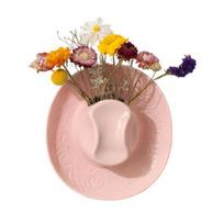 Resin Cowboy Hat Wall Planter Handcrafted Wall Hanging Vase Western Boho Wall Art Decor for Bathroom Living Room Office Home Decor rožinė