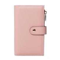 Women Travel Wallet PU Leather Passport Holder Zipper Pocket Multi Card Slots Long Clutch Organizer RFID Blocking rožinė