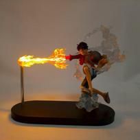 Anime One Piece Luffy Ace Veiksmo figūrėlė LED naktinė lempa Figūros Stalo šviesa Miegamojo žaislas Dekoratyvinės dovanos puikiai tinka kasdieniam naudojimui gray