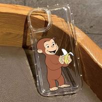 Animacinis banano ir beždžionės raštas Skaidrus telefono dėklas iPhone 17 16 15 14 13 12 11 Pro Max XS X XR 7 8 Plus 16E 17 Air Cover iPhone SE (2020)