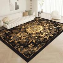 Golden Retro Persian Carpet Washable Rugs for Bedroom Decor Non Slip Floor Mat Living Room Sofa Coffee Table Area Home Doormat 40x60cm