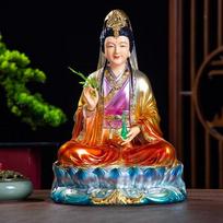 1pc Resin Bodhisattva Ornament Chinese Style Buddha Hall Bodhisattva Ornament Home Decoration Feng Shui Accessories Statues 21x18x29cm