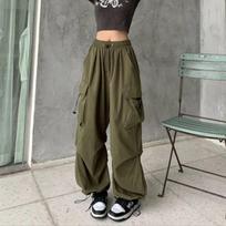 Y2K Moteriški gatvės drabužiai Kargo Korėjietiški Harajuku Baggy Parašiutinės kelnės vyrams Sportinės kelnės Plačios kojos Bėgiojimo kelnės Drabužiai XS armijos žalia spalva