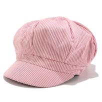 Corduroy Baker Boy Cap Vintage Style Painter Hat Eight Panel Newsboy Beret Soft Fabric Adjustable Fit rožinė