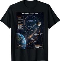 Artemis 2 Route Map SLS Rocket Launch Mission to The Moon Black T- Shirt 3XL