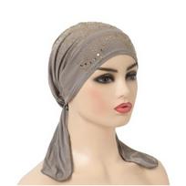 High Quality Bohemia Crystal Print Turban Casual with Many Stones Chemotherapy Hat Spring Pull on Headwrap Women National