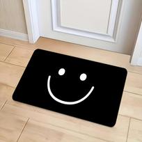 VIKAMA Black Smiley Face Doormat: Non-Slip, Noise-Reducing Entryway Mat for Front Doors, Hallways, Bathrooms, and Home Decor 40cm x 60cm