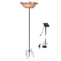 Solar Fountain Bird Bath for Outside Cascading Bird Bath Fountain Solar Powered Fountain Bird Bath with Metal Stake Attracts Birds raudona