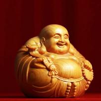Wholesale Smiling Buddha Statue Hand Carved Boxwood Mini Sculpture Living Room Decor Happy Buddha Figurine (as the picture,about 4cm) orange
