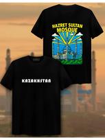 T-shirt with Kazakhstan, Hazret Sultan Mosque Print S įvairiaspalvis