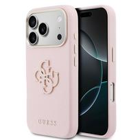 Dėklas Guess PU Grained 4G Resin Metal Logo Apple iPhone 17 Pro Max rožinis