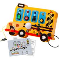 Busy Board Sensory Montessori Toys LED Light Switches Sounds Busy Board Bus Early Education Toy for Children Interactive Game