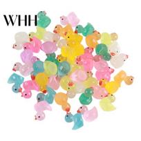 Mini Duck Figurine 10/20/30/40/50/100Pcs Glow-in-the-dark Resin Little Ornament Tiny Animal Toy Miniature Statue Fairy Garden Microlandscape 10 pcs