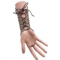 Gotikinė steampunk nėrinių rankogalių be pirštų pirštinė, šildoma apyrankė, juoda auksinė gray