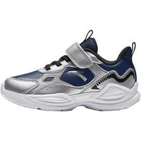 Anta Kids Synthetic Leather Fashion Versatile Lightweight Shock Absorbing Low Top Running Shoes Kids sneaker Blue Silver A12449977N-1 28