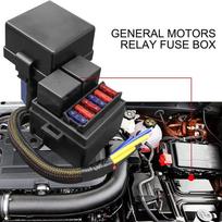 Iš anksto laidais sujungta saugiklių relės dėžutė su 2 vnt. 4 kontaktų 80A relėmis ir 6 saugikliais 12V automobiliui, sunkvežimiui, valčiai, RV, automobilių, jūrų transportui