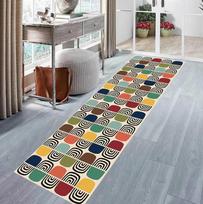 Geometric Abstract Runner Rugs Colorful Square Print Living Room Decor Long Mat Non-Slip Modern Indoor Home Art Decor Carpet 40X120CM