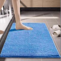 New 40*60cm Bath Mat Chenille Anti Mould Anti Slip Bath Mat Machine Washable Extra Soft Shower Mat mėlyna