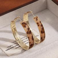 Hong Kong Style Plush Leopard Print Big Earrings Fashion Versatile Temperament Earrings Women'S High Sense Retro Fashionable Ear Jewelry