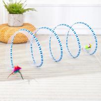Stretchable Coil Spiral Toy Foldable Pet Interactive Toy Creative Cat Coil Tunnel Toys mėlyna