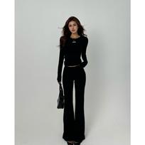 DIY High-Quality High-Waist Wide-Leg Flowy Pants - Women's 2025 Autumn Style, Hot Girl Micro Flare, Casual Floor-Length. L juoda