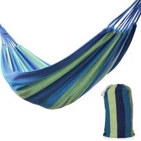 Blue 260 * 75cm outdoor camping hammock with rope, anti rollover canvas hammock, double thick hammock mėlyna