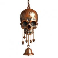 Dark Theme Wind Chime Hanging Wind Bell Vintage Skull Wind Chime For Indoor Outdoor Garden Patio Metal Hanging Bell Halloween Quality