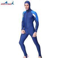 DIVESAIL Snorkeling Diving Suit Men Women's One-piece Hat Sunscreen Beach Surfing Jellyfish Swimsuit XXS