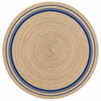 Jute Natural Handmade Rug Round Rug for Any Space Look Rustik Decor For Any Space 90X90 cm (3x3 feet) smėlis/mėlyna
