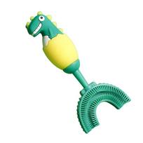 360 Degrees Fun Teeth Cleaning Tool U Shape Toothbrush Soft Bristles New Baby Toothbrush  Kids tamsiai žalia spalva