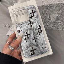 Trendy Apple iPhone Case for 13/14/15/16 Pro Max - Cross Design, Hard Style iPhone 12 Pro Max