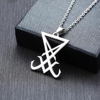 Stainless Steel Seal of Lucifer Pendant Necklaces 50cm