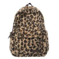Leopardo rašto studentų kuprinė Pliušinė kuprinė Moteriška lengva kuprinė ruda