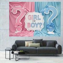 VIKAMA Gender Reveal Backdrop, Boy or Girl Baby Reveal Banner, Baby Shower Party Decoration, Photography Background 150x90cm 59x36inch