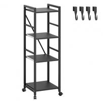 4 Tiers Kitchen Storage Shelf Kitchen Trolley with Wheels,Height Adjustable Free-standing Storage Rack Shelf Kitchen Trolley juoda