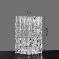 Elegant Glass Vase for Living Room - Transparent Glacier Design, Perfect for Luxe Floral Arrangements, Hydroponics, and Modern Décor.