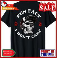 Fun Fact I Dont Care Funny Skeleton Saying Quote Unisex T-Shirt ON BACK S įvairiaspalvis