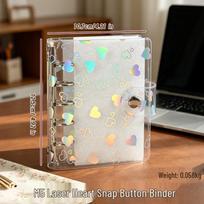 Colorful Heart Double-Ring Loose-Leaf Planner with Transparent Cover - A5/A6/A7 Six-Hole & M5 Five-Hole Notebook white