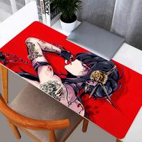 Gaming Mouse Pad Large Desk Mat Antislip Rubber Stitched Edges Tattooed Anime Girls Collage Art Print Extended Office Mat 300x800x2mm