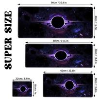 Black Hole Space Milky Way Meteorite Mouse Pad Gaming Desk Mat Nonslip Rubber Base Stitched Edge Pads PC Table for Office Decor SBD300x800x2mm