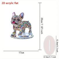Crystal Acrylic French Bulldog Desk Ornament with Stand - Versatile for Office & Home Use gray