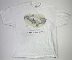 Vintage Hanes Beach Bum Cat Graphic T-Shirt St. Thomas Virgin Islands XL XXL