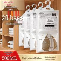 Hangable Desiccant Bag: Reusable, Moisture & Mildew-Proof for Dorms and Wardrobes Green dehumidifying bag 50g white