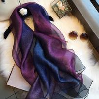 Scarf Women's Spring and Autumn Korean Version Versatile Double Layer Organya Gradient Sunscreen Scarf Extra Long Scarf Shawl 190*70cm