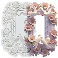 Door Window Silicone Mold Bird Fondant Molds Cake Decorating Tools Theme Cake Dessert Decorated Chocolate Candy Mold pilka spalva