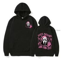 Halloween Ghost Face Autumn and Winter Hoodie Fall Fleece Sweatshirt with Bear Head Graphic Print Hoodie Vintage Fans Streetwear XS juoda