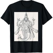 Višnu kaip Matsya žuvies Avataras Dievas Hinduizmas Hindu Marškinėliai S juoda