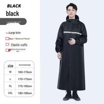 Thickened One-Piece Hooded Raincape for Electric Motorcycle & Hiking L black